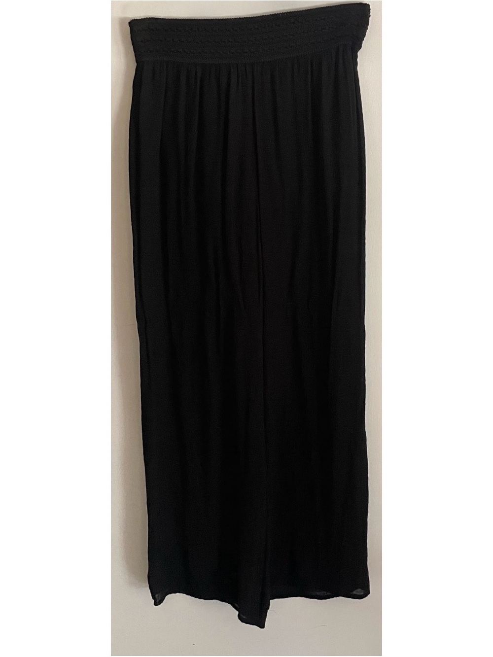 by & by Black Wide-Leg Smocked-Waist Pants